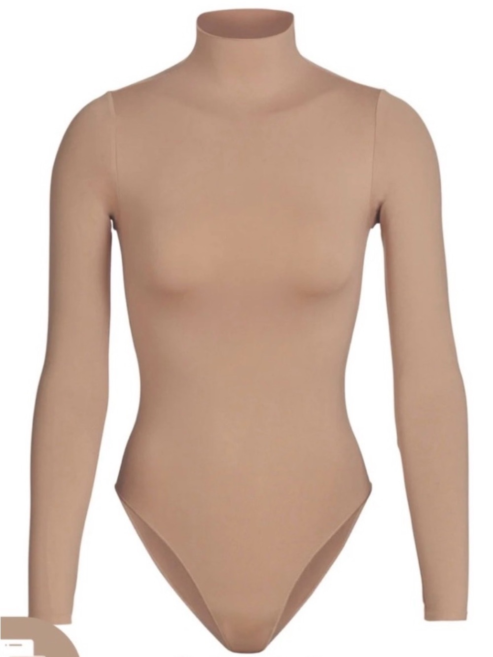 NWOT SKIMS Long Sleeve Mock Neck Bodysuit Tan Nude Size S /M Stretch